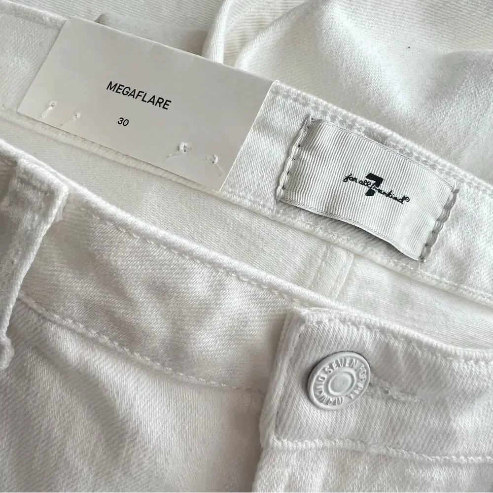 NWT 7 For All Mankind Mega Flare Jeans in Clean White Sz 30